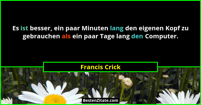 Es ist besser, ein paar Minuten lang den eigenen Kopf zu gebrauchen als ein paar Tage lang den Computer.... - Francis Crick