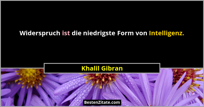 Widerspruch ist die niedrigste Form von Intelligenz.... - Khalil Gibran