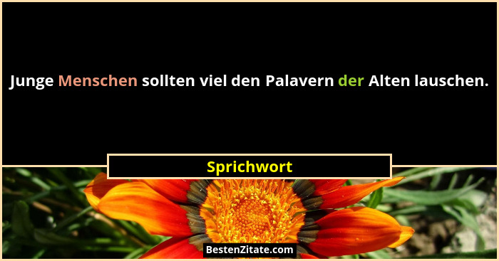 Junge Menschen sollten viel den Palavern der Alten lauschen.... - Sprichwort