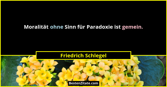 Moralität ohne Sinn für Paradoxie ist gemein.... - Friedrich Schlegel