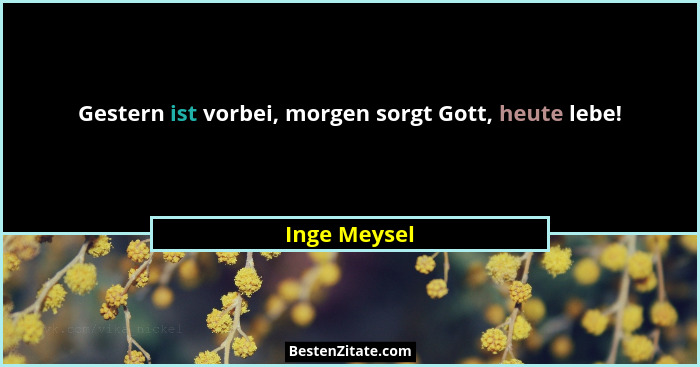 Gestern ist vorbei, morgen sorgt Gott, heute lebe!... - Inge Meysel