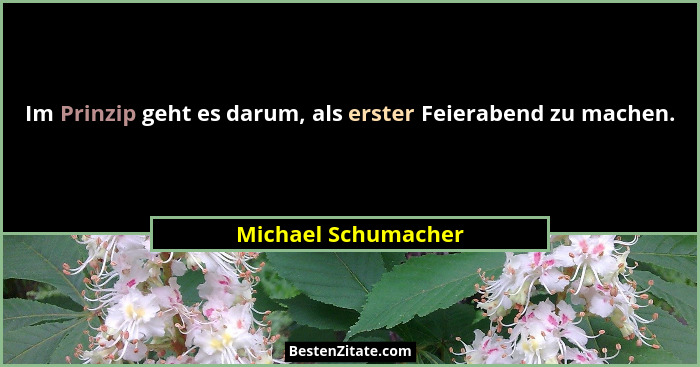 Im Prinzip geht es darum, als erster Feierabend zu machen.... - Michael Schumacher