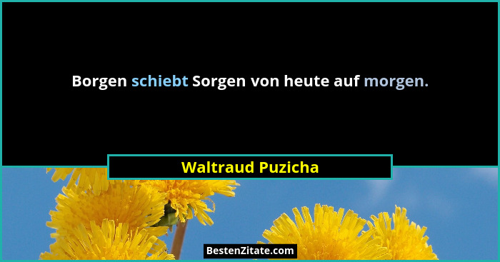 Borgen schiebt Sorgen von heute auf morgen.... - Waltraud Puzicha
