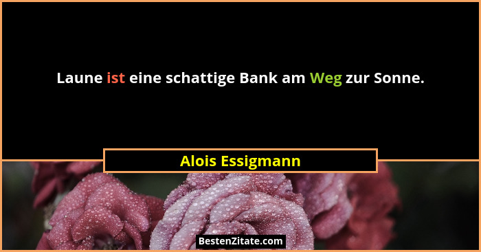 Laune ist eine schattige Bank am Weg zur Sonne.... - Alois Essigmann