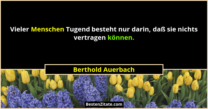 Vieler Menschen Tugend besteht nur darin, daß sie nichts vertragen können.... - Berthold Auerbach