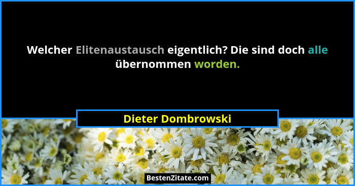 Welcher Elitenaustausch eigentlich? Die sind doch alle übernommen worden.... - Dieter Dombrowski