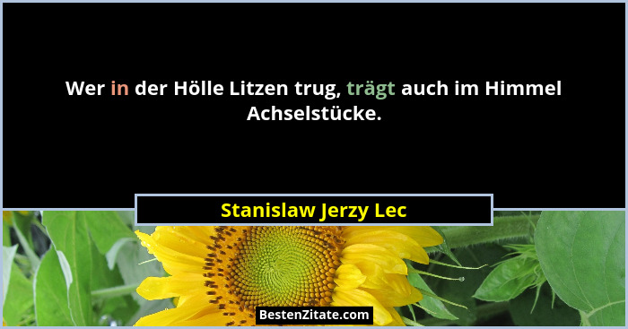 Wer in der Hölle Litzen trug, trägt auch im Himmel Achselstücke.... - Stanislaw Jerzy Lec
