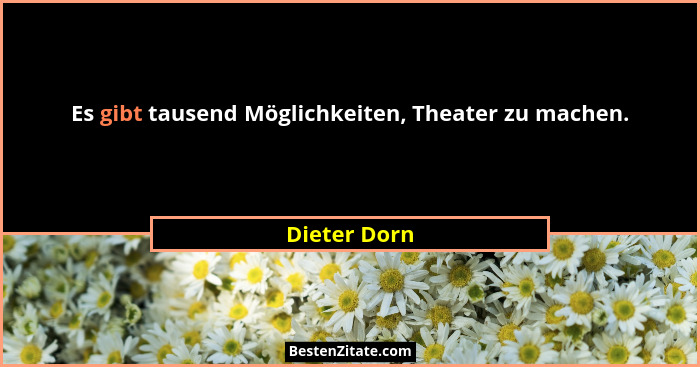 Es gibt tausend Möglichkeiten, Theater zu machen.... - Dieter Dorn