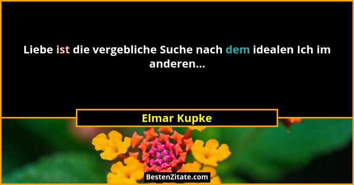 Liebe ist die vergebliche Suche nach dem idealen Ich im anderen...... - Elmar Kupke