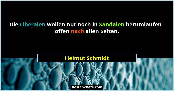 Die Liberalen wollen nur noch in Sandalen herumlaufen - offen nach allen Seiten.... - Helmut Schmidt