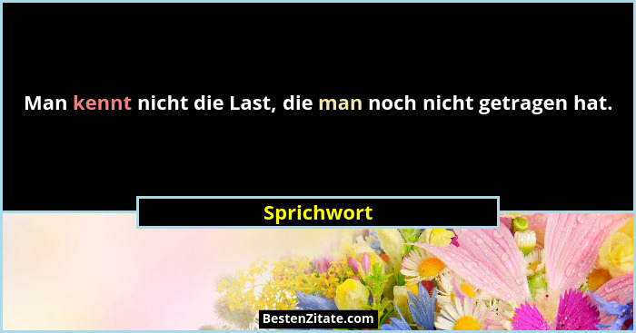 Man kennt nicht die Last, die man noch nicht getragen hat.... - Sprichwort