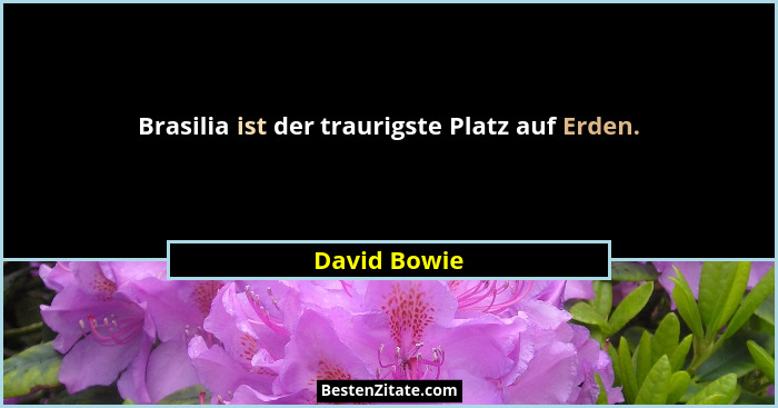 Brasilia ist der traurigste Platz auf Erden.... - David Bowie