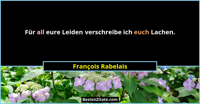 Für all eure Leiden verschreibe ich euch Lachen.... - François Rabelais