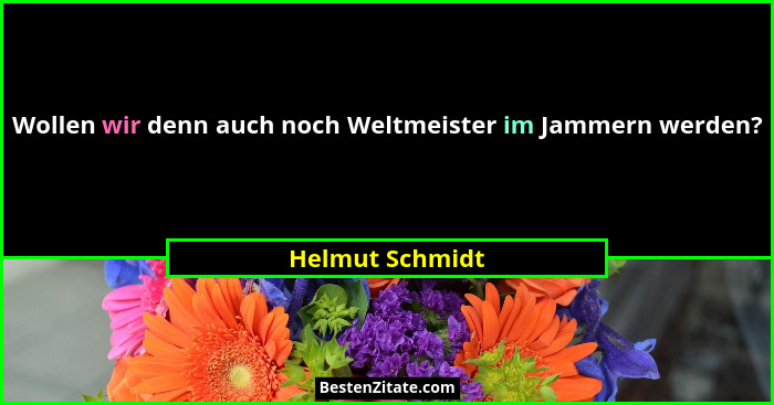 Wollen wir denn auch noch Weltmeister im Jammern werden?... - Helmut Schmidt