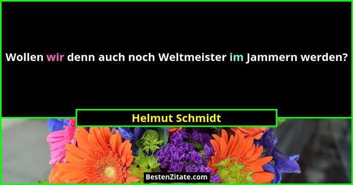 Wollen wir denn auch noch Weltmeister im Jammern werden?... - Helmut Schmidt