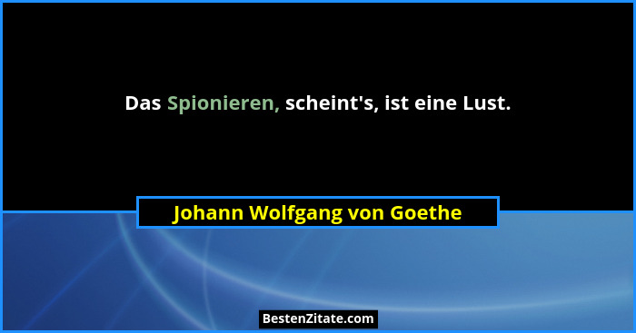 Das Spionieren, scheint's, ist eine Lust.... - Johann Wolfgang von Goethe