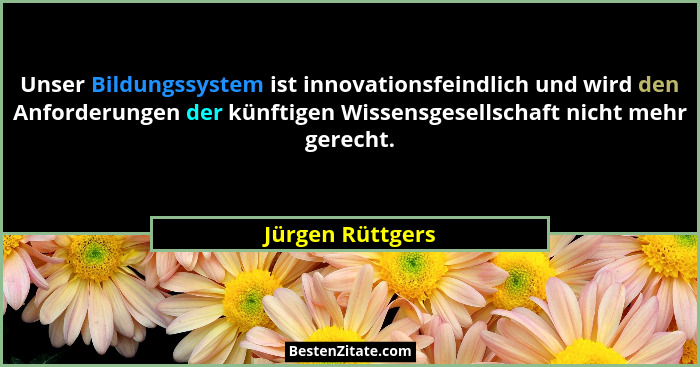 Unser Bildungssystem ist innovationsfeindlich und wird den Anforderungen der künftigen Wissensgesellschaft nicht mehr gerecht.... - Jürgen Rüttgers