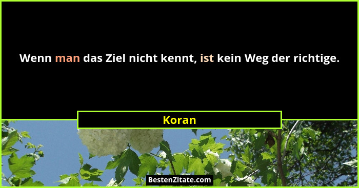 Wenn man das Ziel nicht kennt, ist kein Weg der richtige.... - Koran