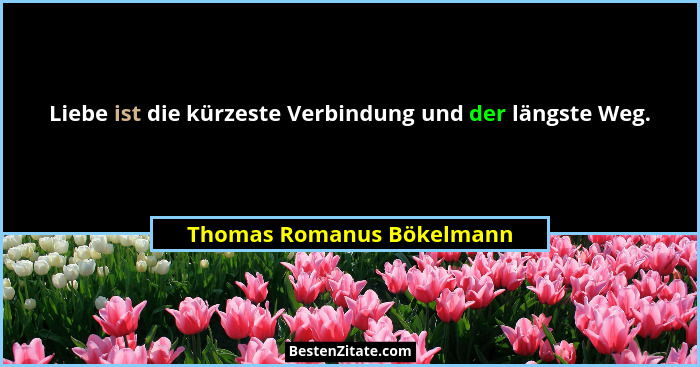 Liebe ist die kürzeste Verbindung und der längste Weg.... - Thomas Romanus Bökelmann