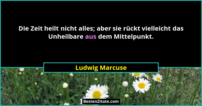 Die Zeit heilt nicht alles; aber sie rückt vielleicht das Unheilbare aus dem Mittelpunkt.... - Ludwig Marcuse