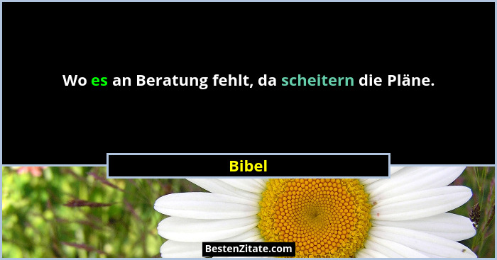 Wo es an Beratung fehlt, da scheitern die Pläne.... - Bibel