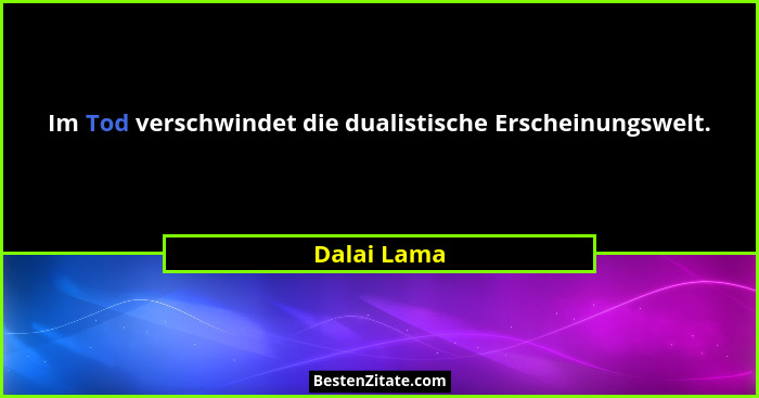 Im Tod verschwindet die dualistische Erscheinungswelt.... - Dalai Lama