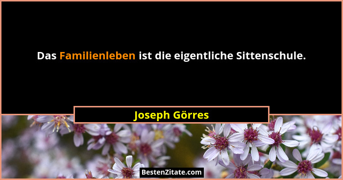 Das Familienleben ist die eigentliche Sittenschule.... - Joseph Görres