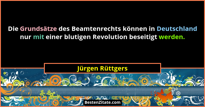 Die Grundsätze des Beamtenrechts können in Deutschland nur mit einer blutigen Revolution beseitigt werden.... - Jürgen Rüttgers