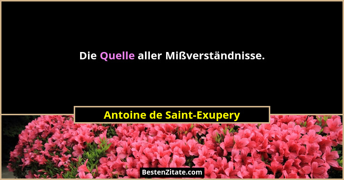 Die Quelle aller Mißverständnisse.... - Antoine de Saint-Exupery