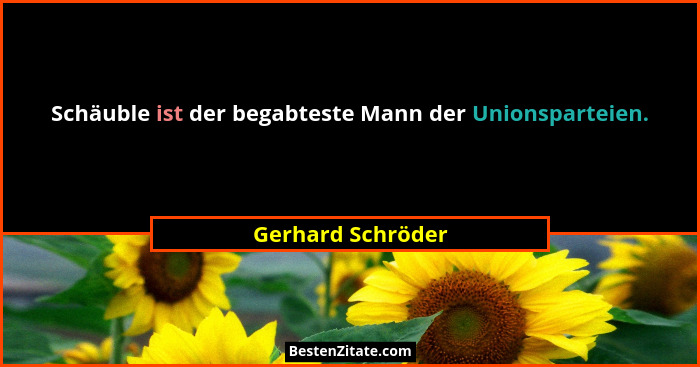 Schäuble ist der begabteste Mann der Unionsparteien.... - Gerhard Schröder