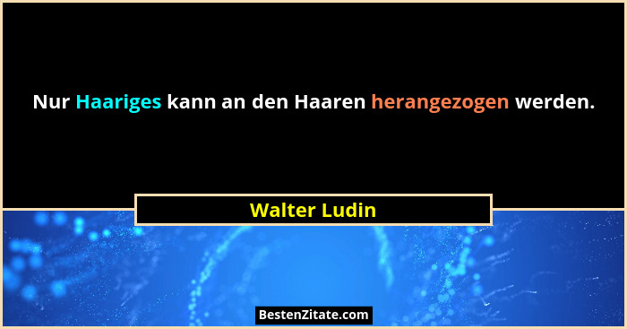 Nur Haariges kann an den Haaren herangezogen werden.... - Walter Ludin
