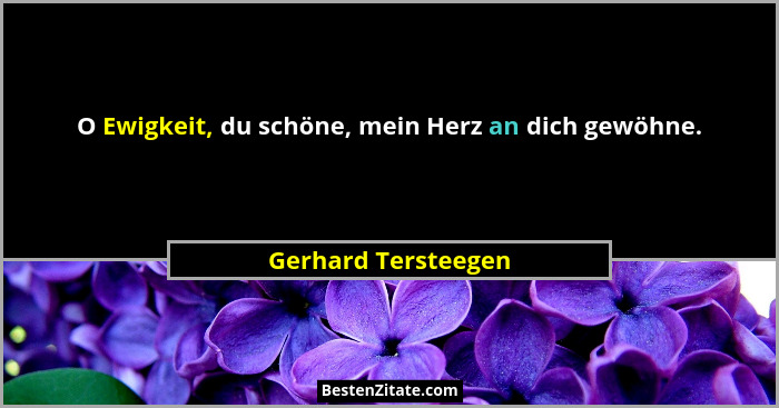 O Ewigkeit, du schöne, mein Herz an dich gewöhne.... - Gerhard Tersteegen