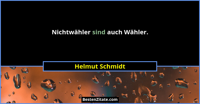 Nichtwähler sind auch Wähler.... - Helmut Schmidt
