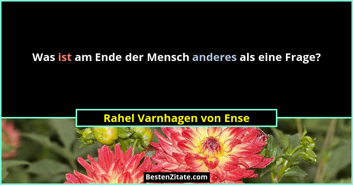 Was ist am Ende der Mensch anderes als eine Frage?... - Rahel Varnhagen von Ense