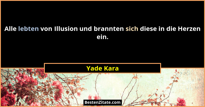 Alle lebten von Illusion und brannten sich diese in die Herzen ein.... - Yade Kara