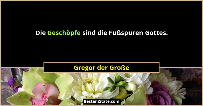 Die Geschöpfe sind die Fußspuren Gottes.... - Gregor der Große