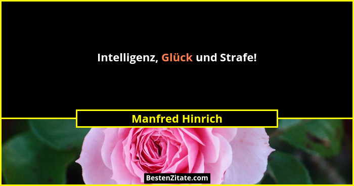 Intelligenz, Glück und Strafe!... - Manfred Hinrich