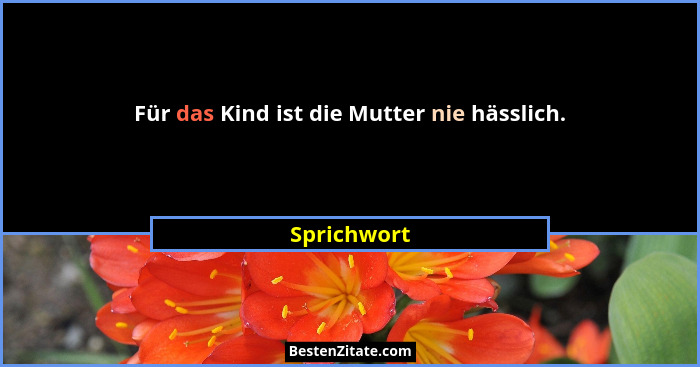 Für das Kind ist die Mutter nie hässlich.... - Sprichwort