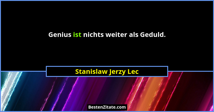Genius ist nichts weiter als Geduld.... - Stanislaw Jerzy Lec