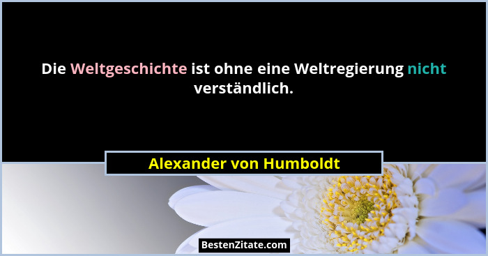Die Weltgeschichte ist ohne eine Weltregierung nicht verständlich.... - Alexander von Humboldt