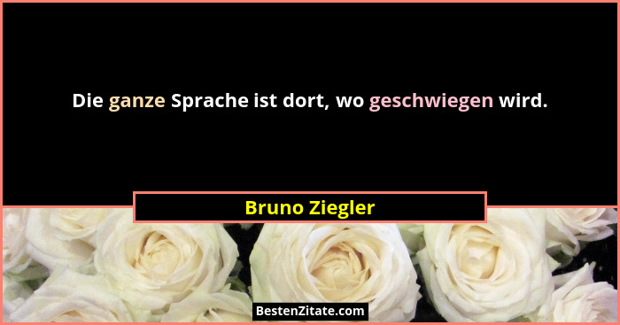 Die ganze Sprache ist dort, wo geschwiegen wird.... - Bruno Ziegler