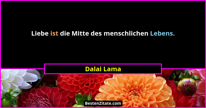 Liebe ist die Mitte des menschlichen Lebens.... - Dalai Lama