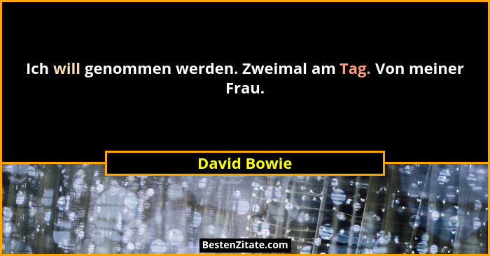 Ich will genommen werden. Zweimal am Tag. Von meiner Frau.... - David Bowie