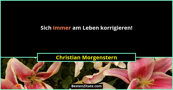 Sich immer am Leben korrigieren!... - Christian Morgenstern