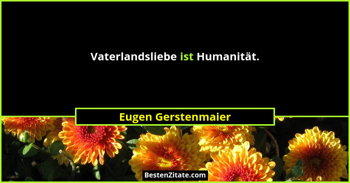Vaterlandsliebe ist Humanität.... - Eugen Gerstenmaier