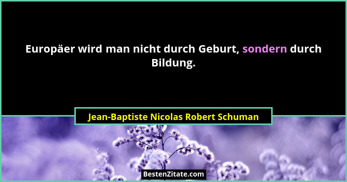 Europäer wird man nicht durch Geburt, sondern durch Bildung.... - Jean-Baptiste Nicolas Robert Schuman