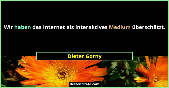 Wir haben das Internet als interaktives Medium überschätzt.... - Dieter Gorny