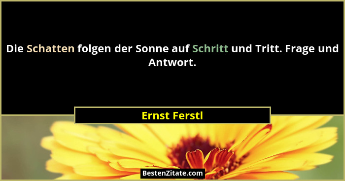 Die Schatten folgen der Sonne auf Schritt und Tritt. Frage und Antwort.... - Ernst Ferstl