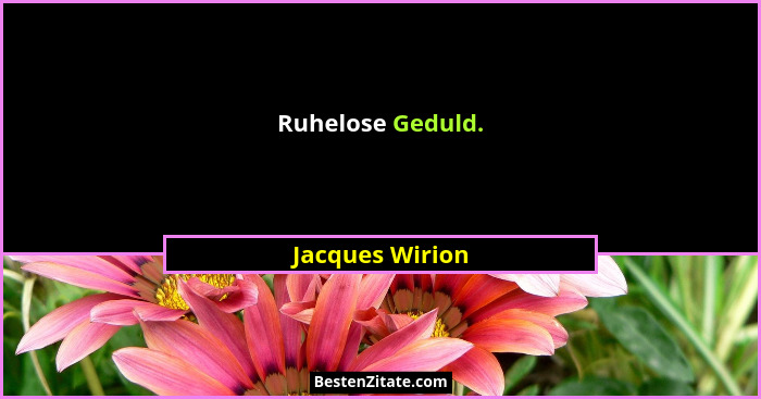Ruhelose Geduld.... - Jacques Wirion