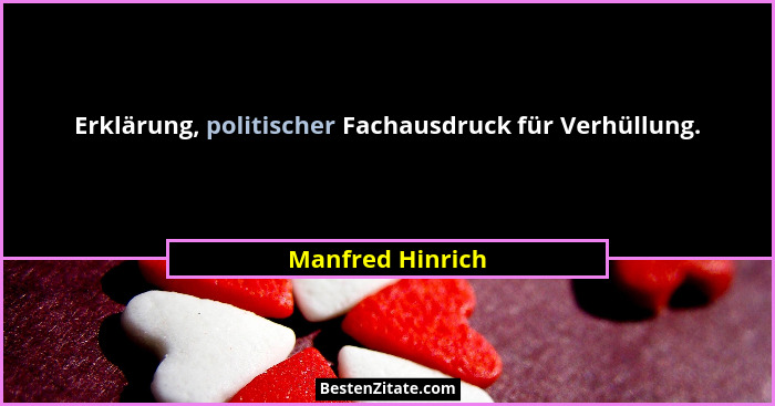 Erklärung, politischer Fachausdruck für Verhüllung.... - Manfred Hinrich